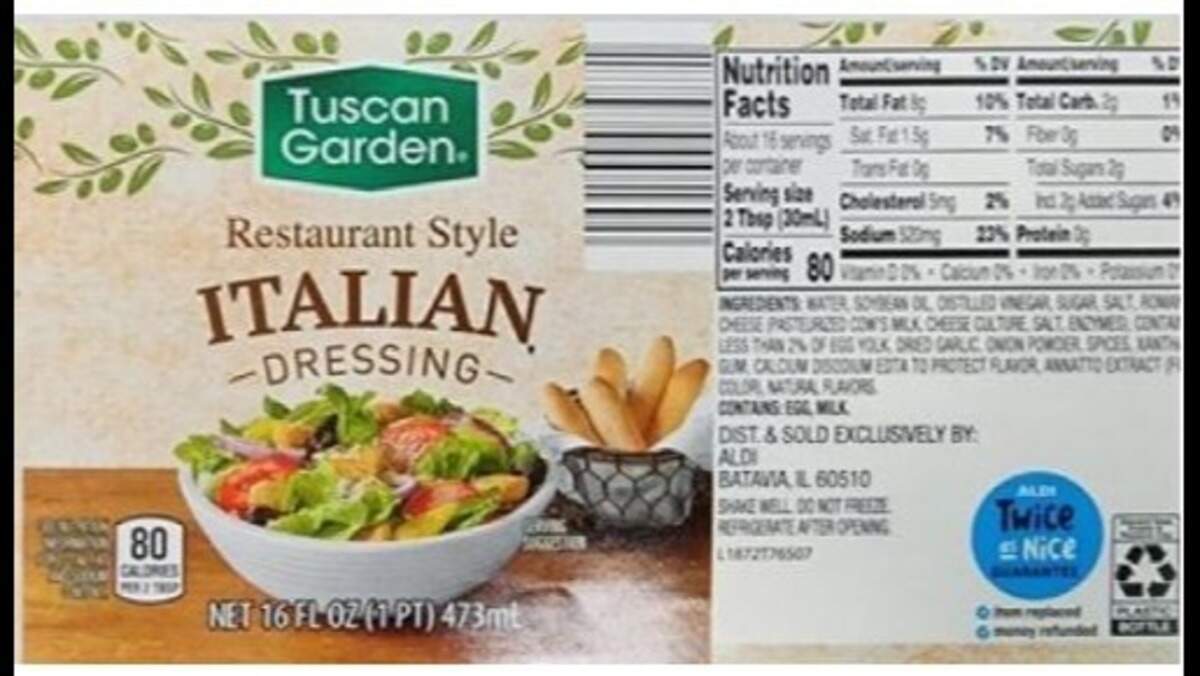 Food allergy recall: Aldi's Tuscan Garden Italian Dressing | Miami